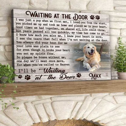 Personalized Dog Landscape Canvas, Memorial Dog Gift, Custom Canvas Prints Memorial Pet Photo Waiting At The Door, Perfect Gift For Dog Lovers, Family