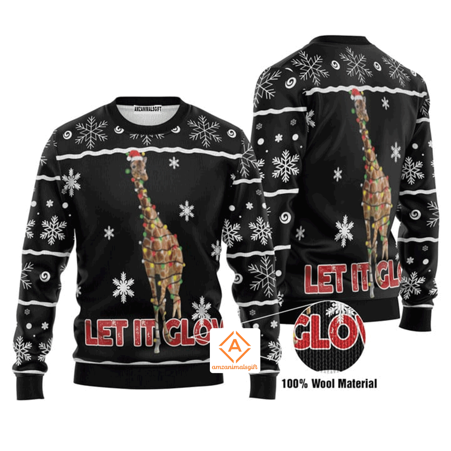 Giraffe Christmas Sweater Let It Glow, Ugly Sweater For Men & Women, Perfect Outfit For Christmas New Year Autumn Winter