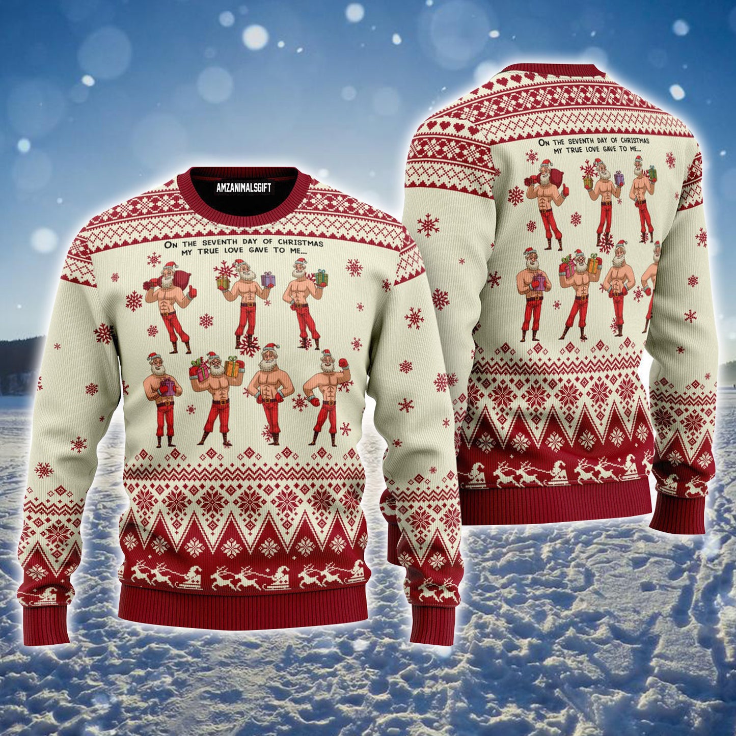 Christmas Seven Sexy Santa Claus Ugly Christmas Sweater For Men & Women, Perfect Outfit For Christmas New Year Autumn Winter