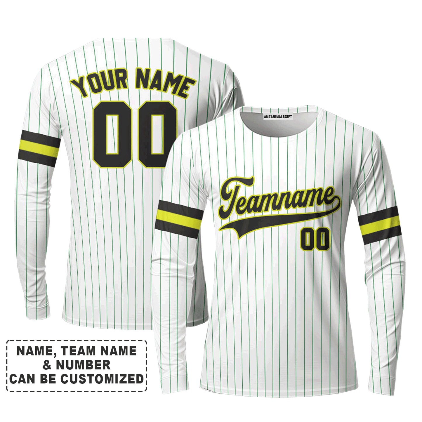 Customized Baseball Long Sleeve Shirt, Canada Baseball Logo White Green Custom Long Sleeve Shirt - Perfect Long Sleeve Shirt For Men & Woman, Baseball Lovers