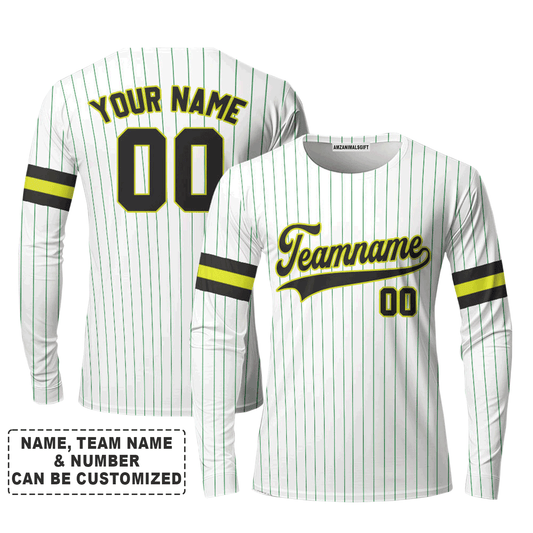 Customized Baseball Long Sleeve Shirt, Canada Baseball Logo White Green Custom Long Sleeve Shirt - Perfect Long Sleeve Shirt For Men & Woman, Baseball Lovers