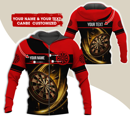 Customized Name & Text Darts Premium Zip Hoodie, Personalized Yellow Dartboard Zip Hoodie For Men & Women - Gift For Darts Lovers, Darts Players