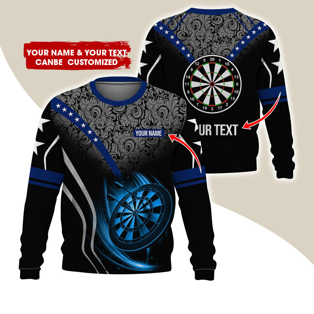 Customized Name & Text Darts Sweatshirt, Personalized Darts Uniforms Sweatshirts For Men - Gift For Darts Lovers, Darts Players