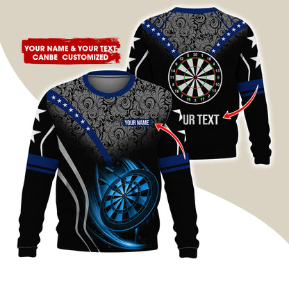 Customized Name & Text Darts Sweatshirt, Personalized Darts Uniforms Sweatshirts For Men - Gift For Darts Lovers, Darts Players