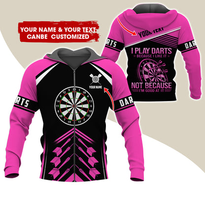 Customized Name Darts Premium Zip Hoodie, Personalized I Play Darts Zip Hoodie For Men & Women - Gift For Darts Lovers, Darts Players