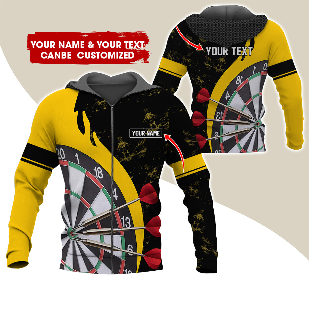 Personalized Name & Text Darts Premium Zip Hoodie, Custom Name Darts Team Zip Hoodie For Men & Women - Gift For Darts Lovers, Darts Players