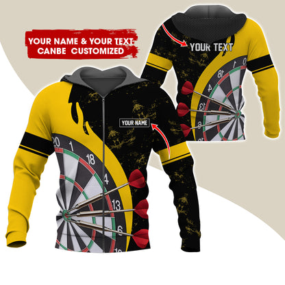 Personalized Name & Text Darts Premium Zip Hoodie, Custom Name Darts Team Zip Hoodie For Men & Women - Gift For Darts Lovers, Darts Players