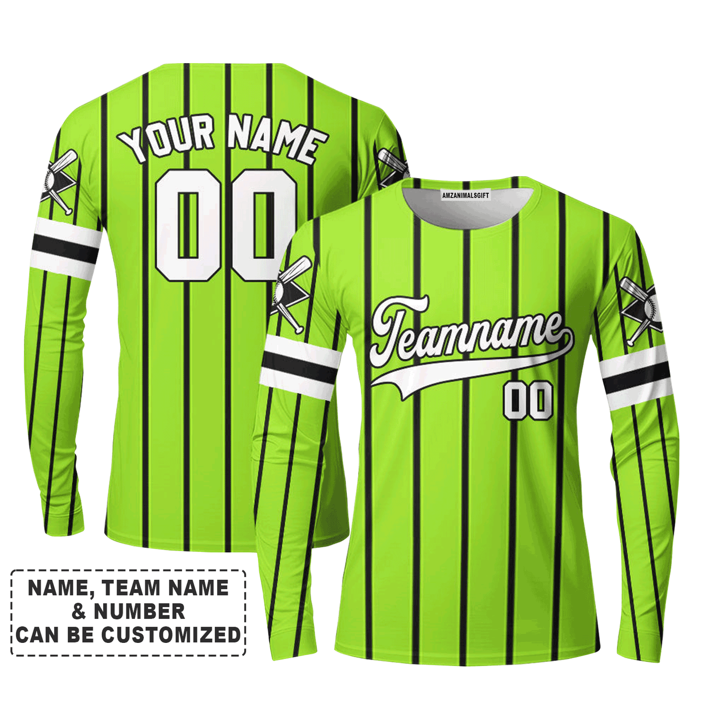 Customized Baseball Long Sleeve Shirt, Canada Baseball Logo Green Custom Long Sleeve Shirt - Perfect Long Sleeve Shirt For Men & Woman, Baseball Lovers