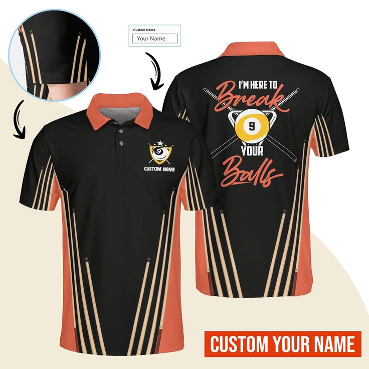 Billiard Men Polo Shirt Custom Name - Billiard Pool 9 Ball Personalized Polo Shirt For Men - Gift For Billiard Players, Billiard Lovers