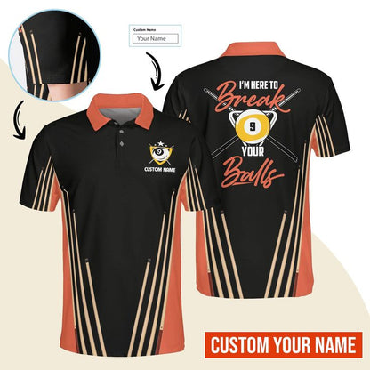 Billiard Men Polo Shirt Custom Name - Billiard Pool 9 Ball Personalized Polo Shirt For Men - Gift For Billiard Players, Billiard Lovers