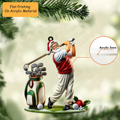 Personalized Golf  Santa Cart  Acrylic Ornament, Golf Keychain, Car Ornament, Christmas Ornament Gifts
