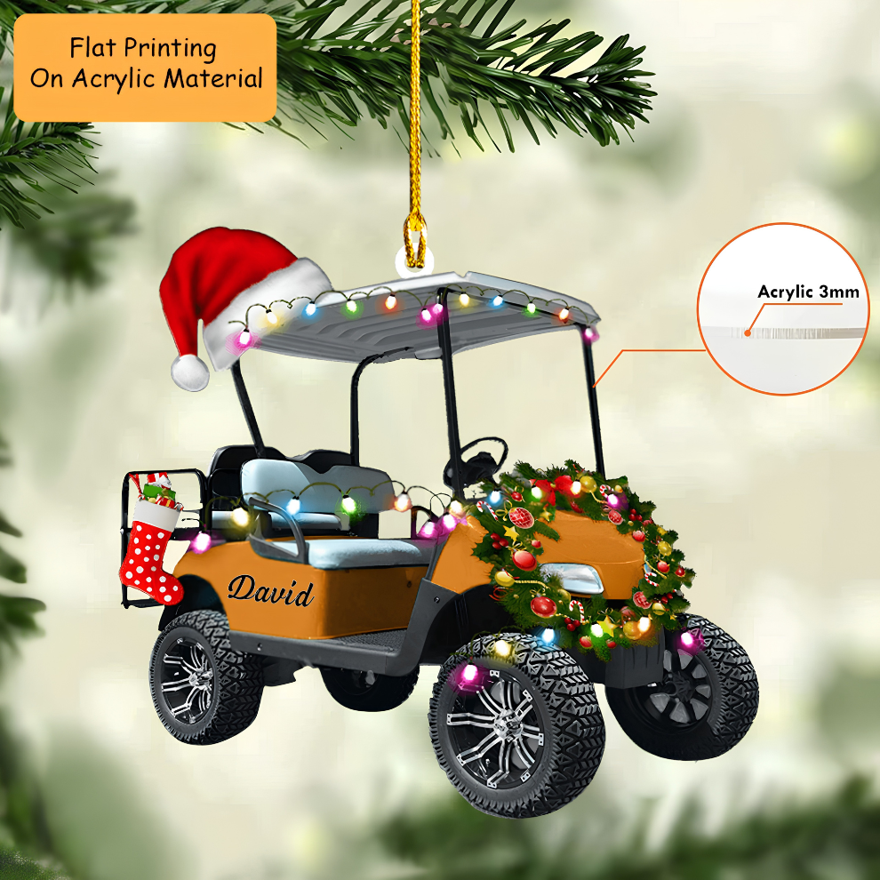 Personalized Golf  Cart Acrylic Ornament, Golf Keychain, Car Ornament, Christmas Ornament Gifts
