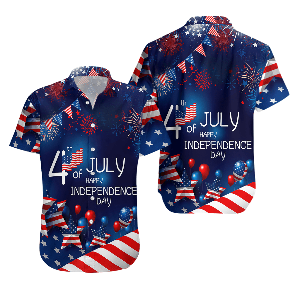 4th July US Independence Day Aloha Hawaiian Shirts For Men Women, American Flag Firework Hawaiian Shirt, Gift For Summer, Friend, Patriot, Family - Amzanimalsgift