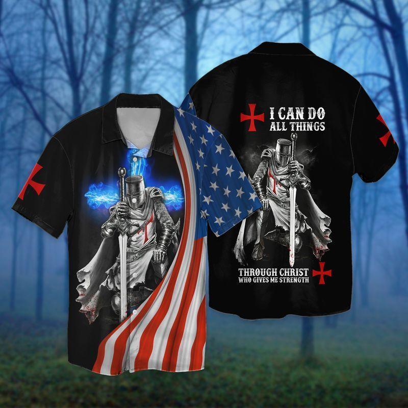 4th Of July American Flag Knight Templar Aloha Hawaiian Shirts For Men Women For Summer, I Can Do All Things Through Christ Who Gives Me Strength - Amzanimalsgift