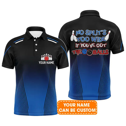 Bowling Custom Men Polo Shirt - Custom Funny Bowling Polo with Name, No Split's Too Wide Bowlers Personalized Bowling Polo Shirt - Perfect Gift For Friend, Family