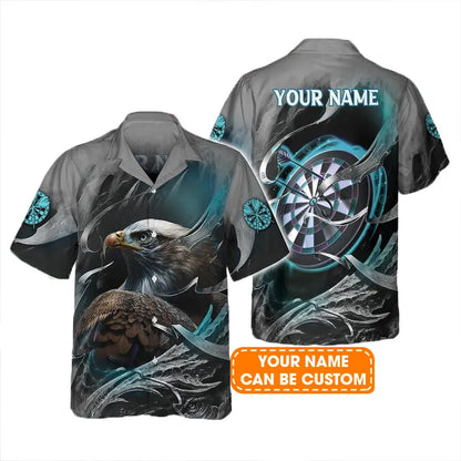 Customized Darts Hawaiian Shirts, Bullseye Dartboard Personalized Eagle And Darts Aloha Shirts - Gift For Darts Lovers, Darts Players