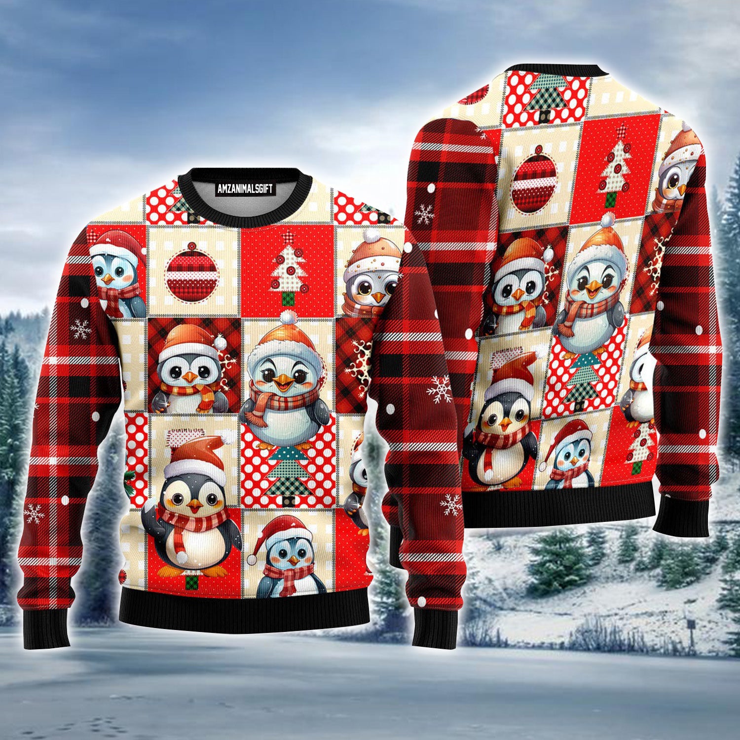 Lovely Penguin Christmas Red Ugly Christmas Sweater For Men & Women, Perfect Outfit For Christmas New Year Autumn Winter