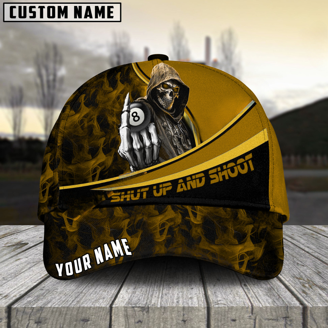 Customized Billiard Cap, Billiard Pool Ball 8 Hooded Skull Personalized Name 3D Hats, Best Billiard Pool Hat For Billiard Players (6 Colors)