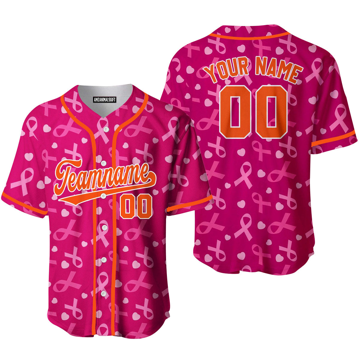 Custom Breast Cancer Awareness Orange White Baseball Jersey, Perfect Outfit For Men And Women On Breast Cancer Survivors Baseball Team Baseball Fans