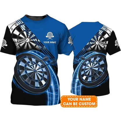 Customized Name Darts T Shirt, Darts Personalized Name Blue T Shirt For Men  - Perfect Gift For Darts Game Lovers, Darts Players