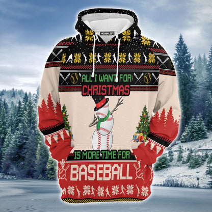 Snowman Baseball Premium Christmas Hoodie, Christmas Time For Baseball Unisex Hoodie For Men & Women - Perfect Gift For Christmas, Baseball Lovers