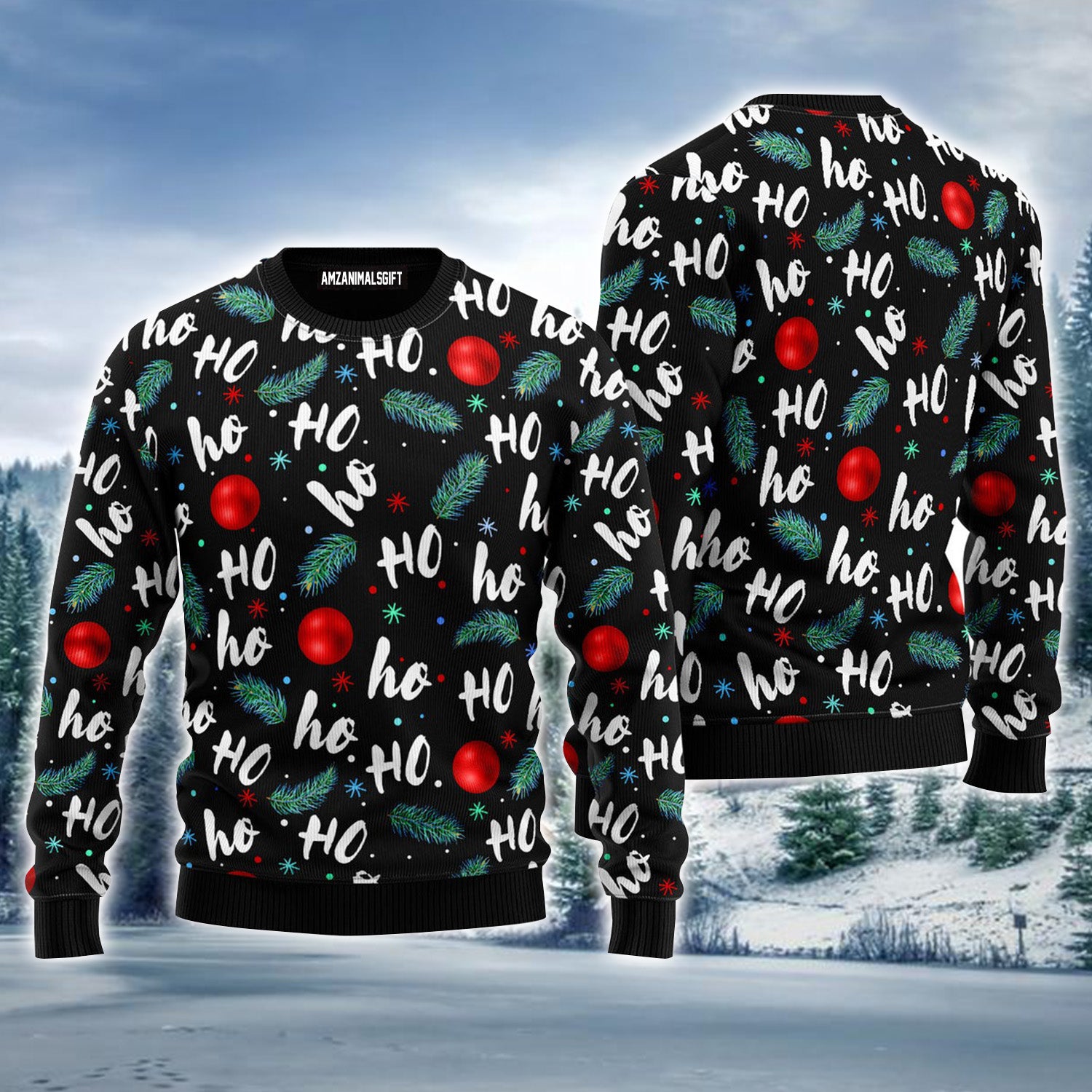 Santa Claus Laughing Pattern Ugly Sweater For Men & Women, Perfect Outfit For Christmas New Year Autumn Winter
