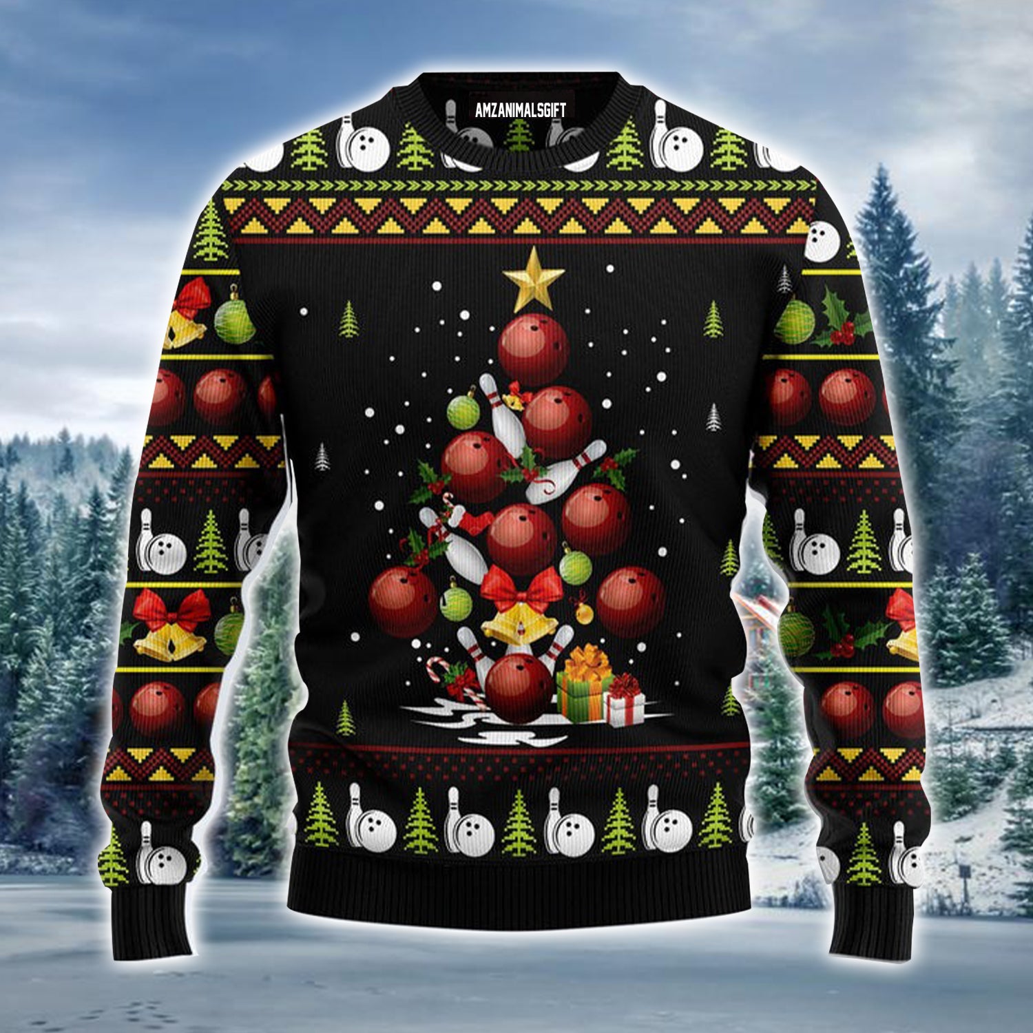Bowling Christmas Tree Ugly Christmas Sweater, Christmas Gift Ugly Sweater For Men & Women - Best Gift For Christmas, Bowling Lovers, Bowling Players