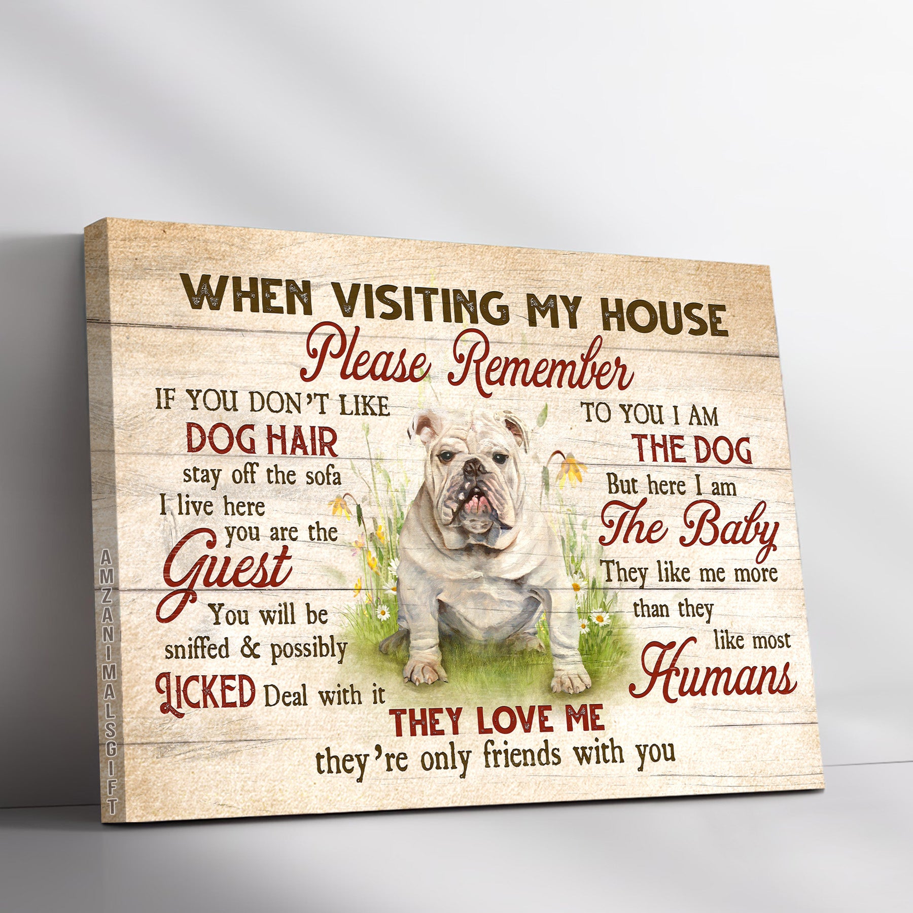 English Bulldog Premium Wrapped Landscape Canvas - English Bulldog, Grassland, They Love Me, They're Only Friends With You - Gift For Bulldog Lovers