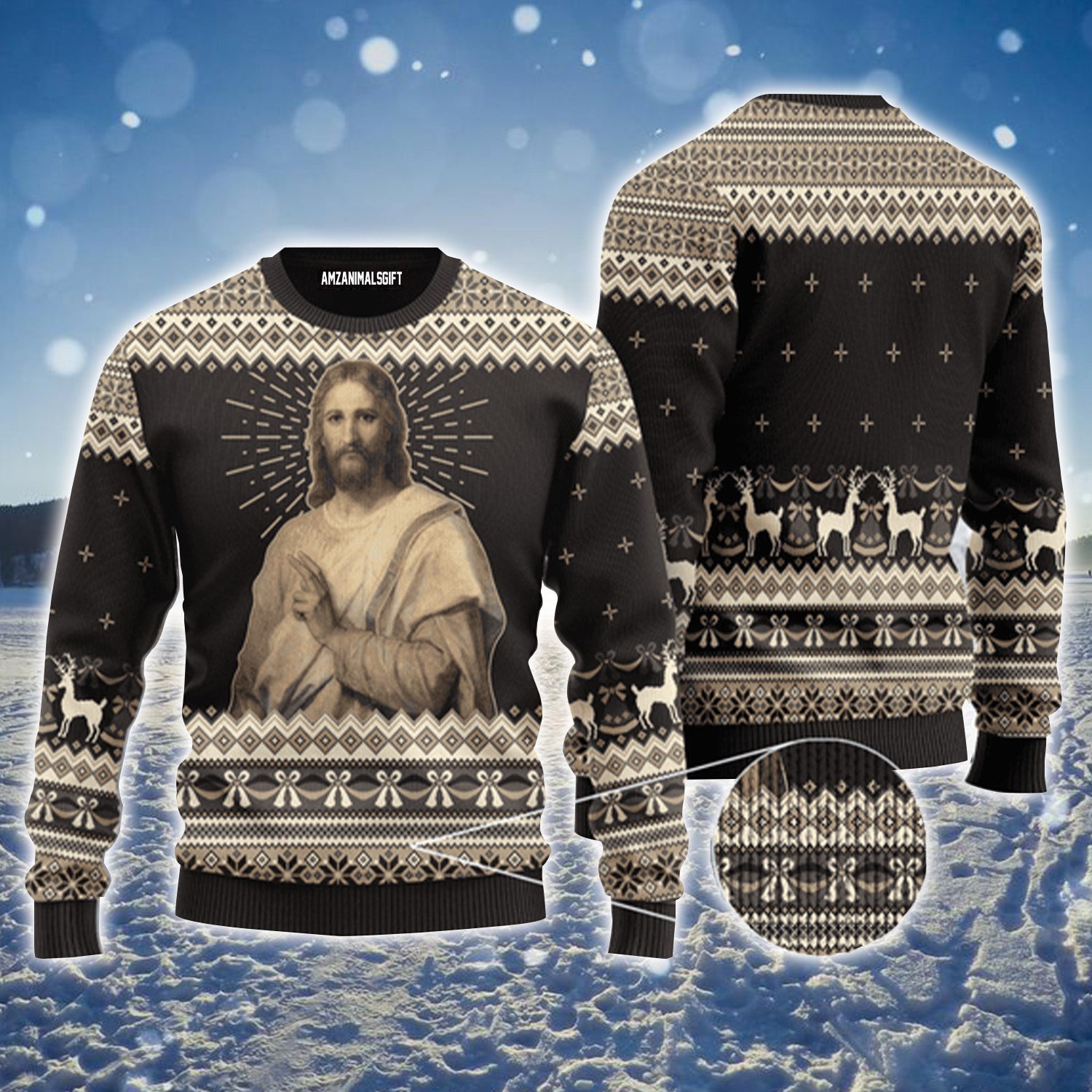 Vintage God Christ Light Urly Sweater, Christmas Sweater For Men & Women - Perfect Gift For New Year, Winter, Christmas