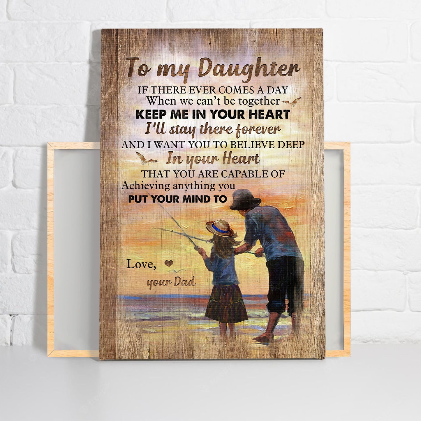 Family Premium Wrapped Portrait Canvas - Dad To Daughter, Fishing, Beach, You Are Capable Of Achieving Anything - Gift For Members Family