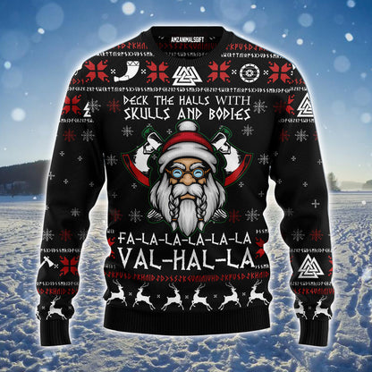 Viking Santa Ugly Christmas Sweater, Viking Deck The Halls With Skulls Ugly Sweater For Men & Women - Perfect Gift For Christmas, Viking Lovers