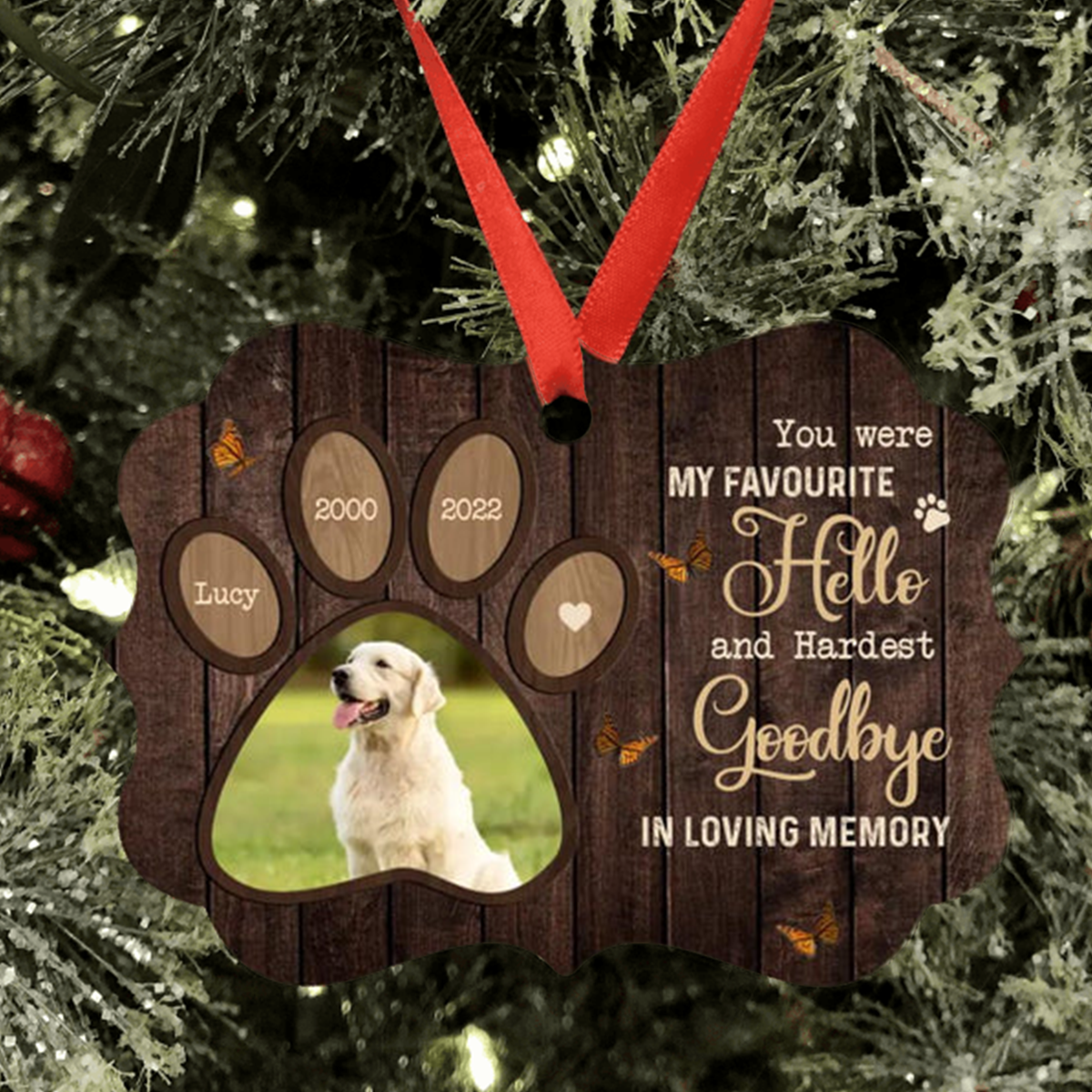 Personalized Memorial Dog Aluminum Ornament, Custom Pet Photo ,Name & Quotes Memorial Gift Idea For Dog Lover, Friends, Family