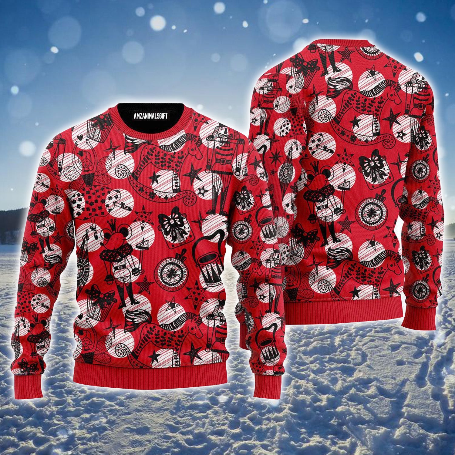 Red Christmas Nutcracker Ugly Sweater For Men & Women, Perfect Outfit For Christmas New Year Autumn Winter