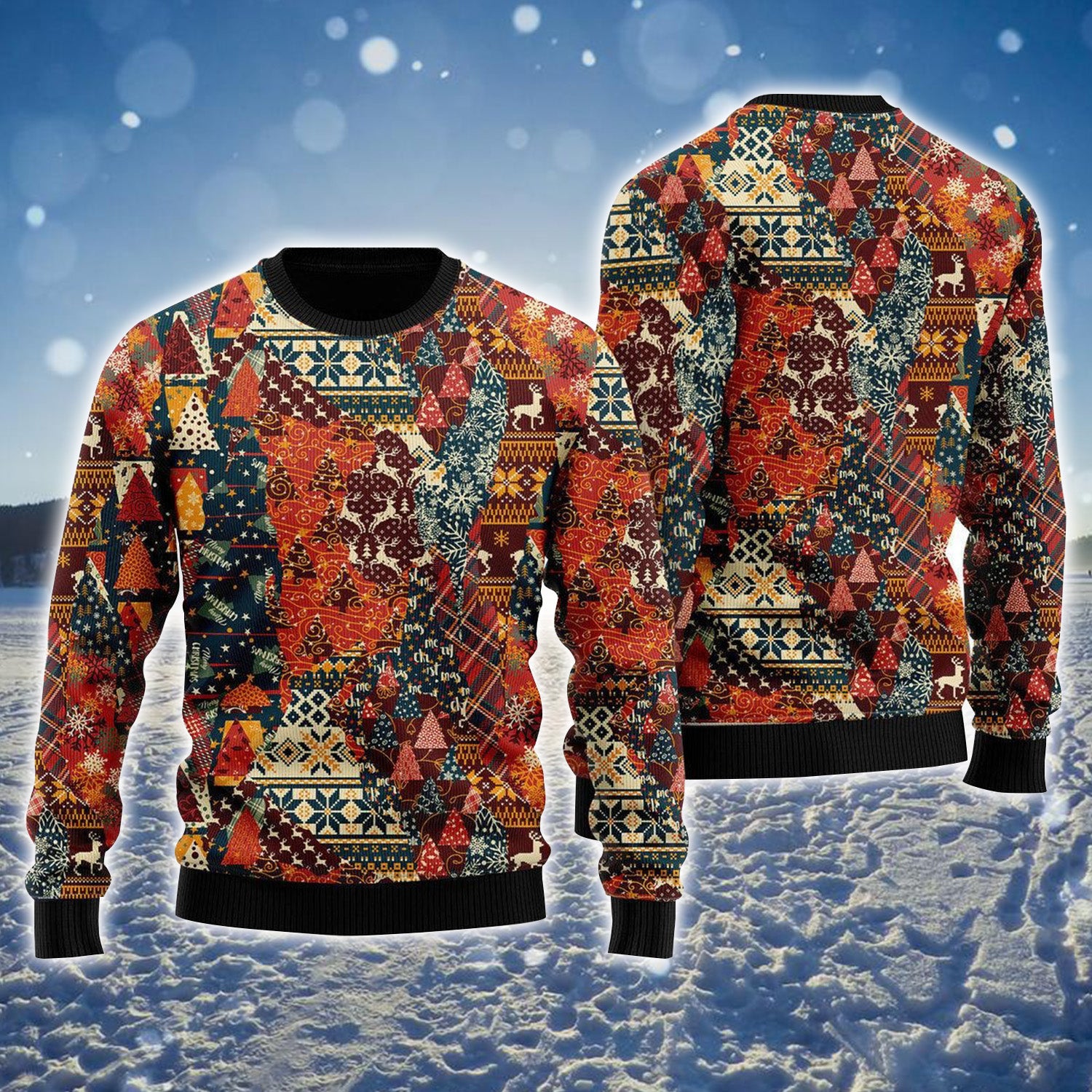 Xmas Fancy Pathwork Ugly Sweater For Men & Women, Perfect Outfit For Christmas New Year Autumn Winter