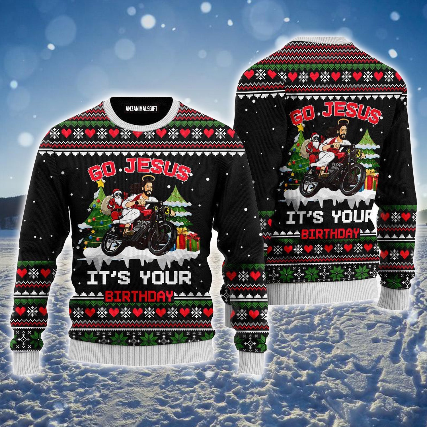 Santa Jesus Ride Motobike Ugly Christmas Sweater For Men & Women, Perfect Outfit For Christmas New Year Autumn Winter