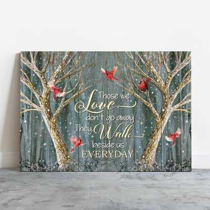Memorial Premium Wrapped Landscape Canvas - Magic Forest, Winter Painting, Red Cardinal, Those We Love Don't Go Away - Heaven Gift For Members Family