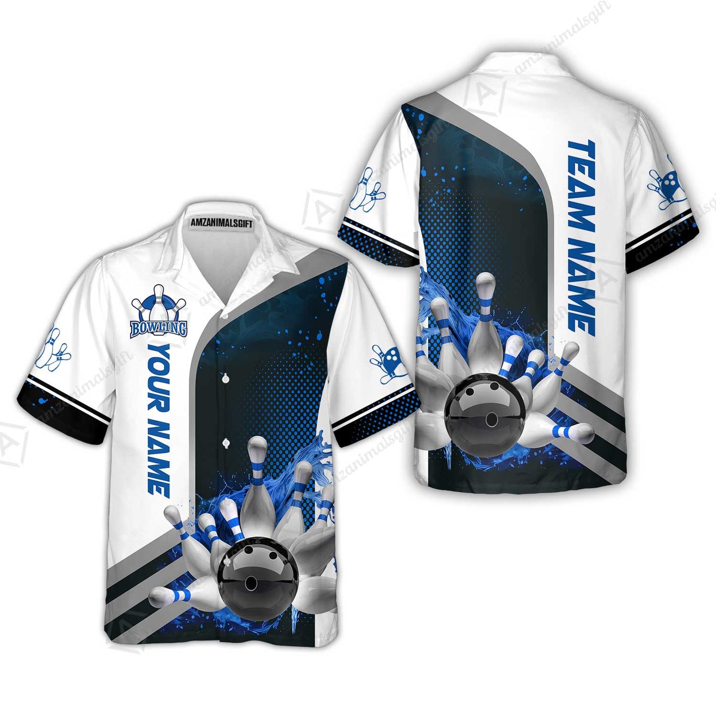 Custom Team Name Bowling Team Jersey - Custom Name Bowling Ball And Pins Water Personalized Bowling Polo Shirt - Uniform Shirt For Bowlers