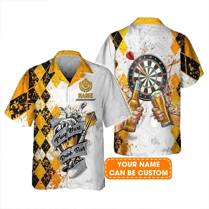 Customized Darts Hawaiian Shirt, Play Darts Drink Beer, Personalized Name Hawaiian Shirt For Men - Perfect Gift For Darts Lovers, Darts Players