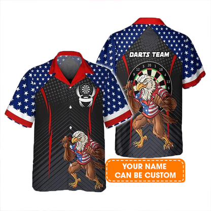 Customized Darts Hawaiian Shirt, Darts Eagle American, Personalized Name Hawaiian Shirt For Men - Perfect Gift For Darts Lovers, Darts Players