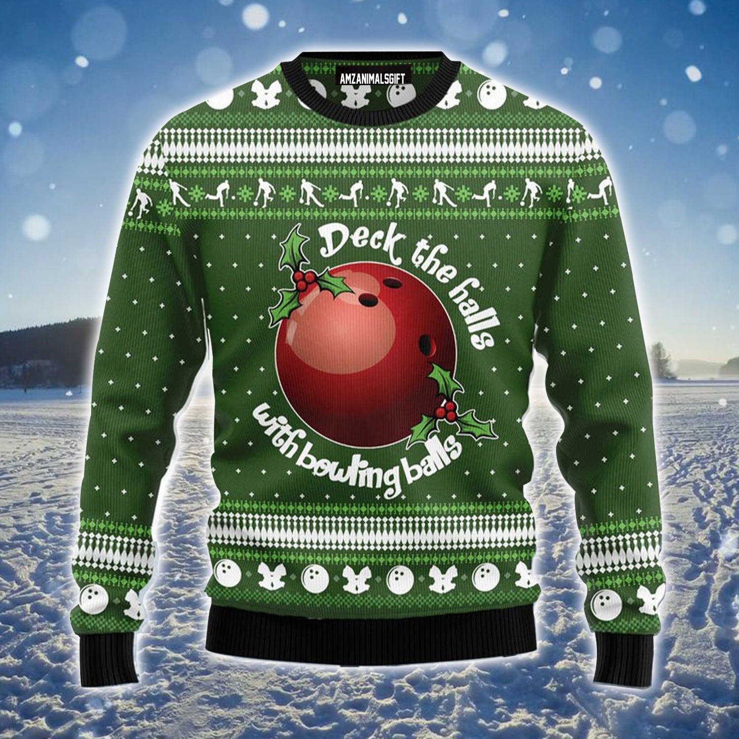 Bowling Ball Christmas Ugly Christmas Sweater, Christmas Pattern Ugly Sweater For Men & Women - Gift For Christmas, Bowling Lovers, Bowling Players