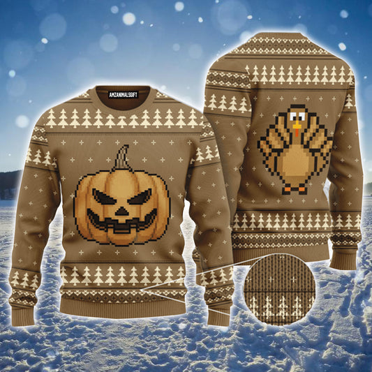 Thanksgiving Pumpkin Turkey Urly Sweater, Thanksgiving Sweater For Men & Women - Perfect Gift For Thanksgiving, New Year, Winter, Christmas