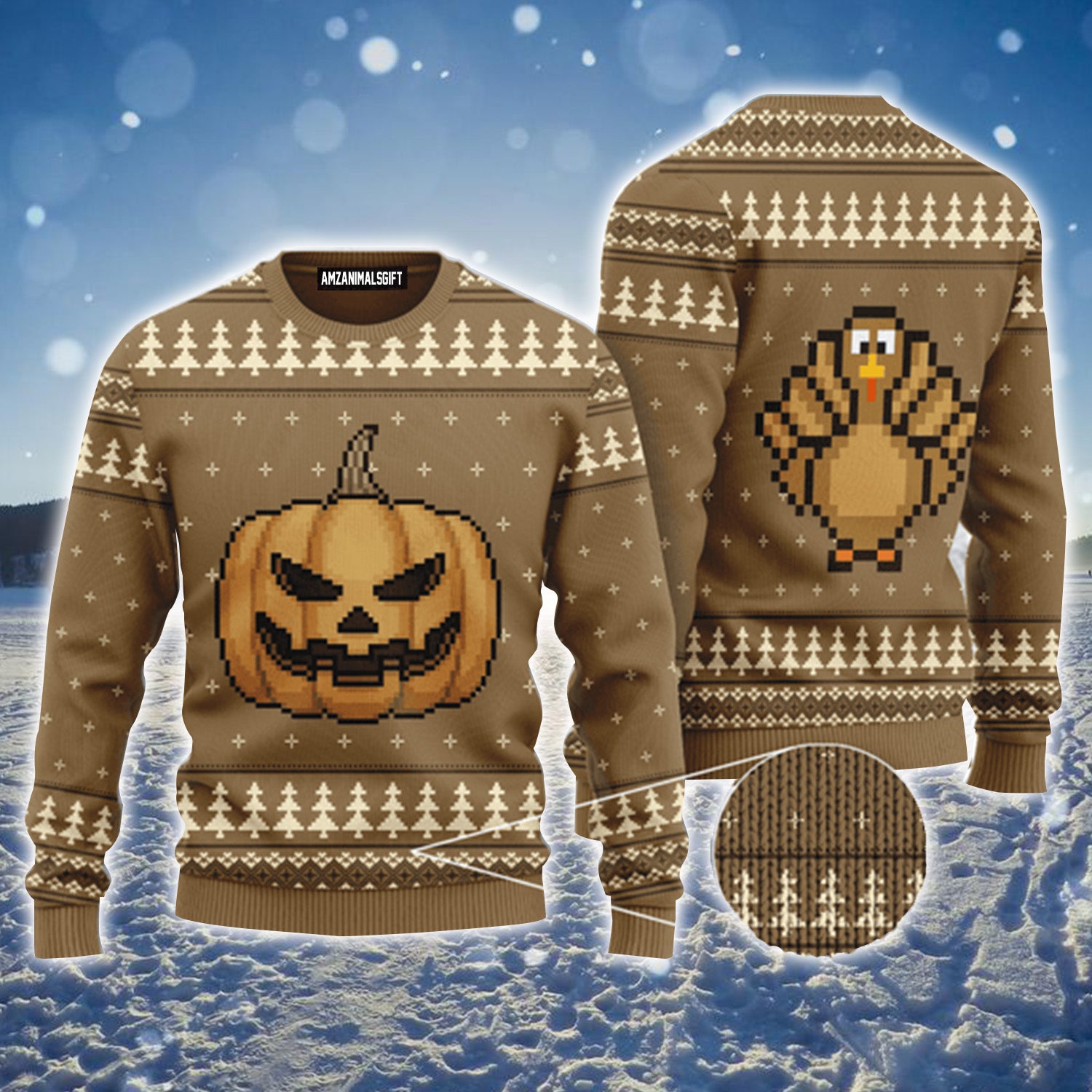 Thanksgiving Pumpkin Turkey Urly Sweater, Thanksgiving Sweater For Men & Women - Perfect Gift For Thanksgiving, New Year, Winter, Christmas
