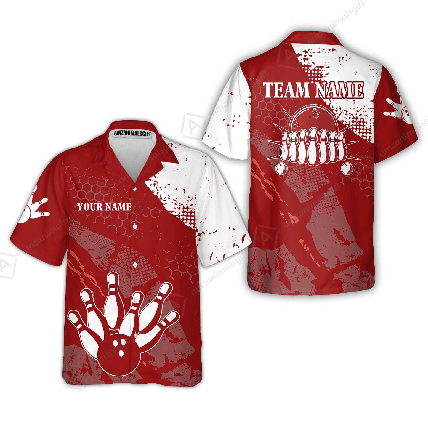 Custom Red and White Retro Bowling Team League Jersey Polo Shirts, Bowling Team Uniforms Jerseys, Personalized Name And Team Name