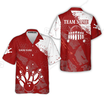 Custom Red and White Retro Bowling Team League Jersey Polo Shirts, Bowling Team Uniforms Jerseys, Personalized Name And Team Name