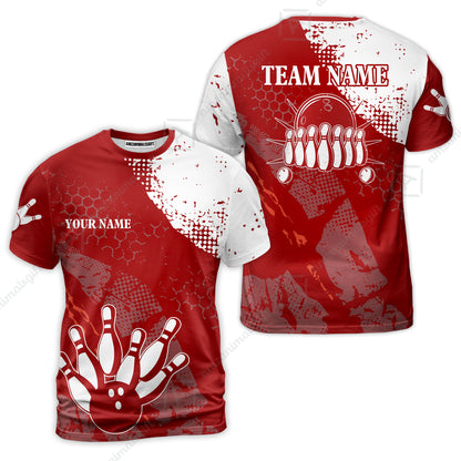 Custom Red and White Retro Bowling Team League Jersey Polo Shirts, Bowling Team Uniforms Jerseys, Personalized Name And Team Name