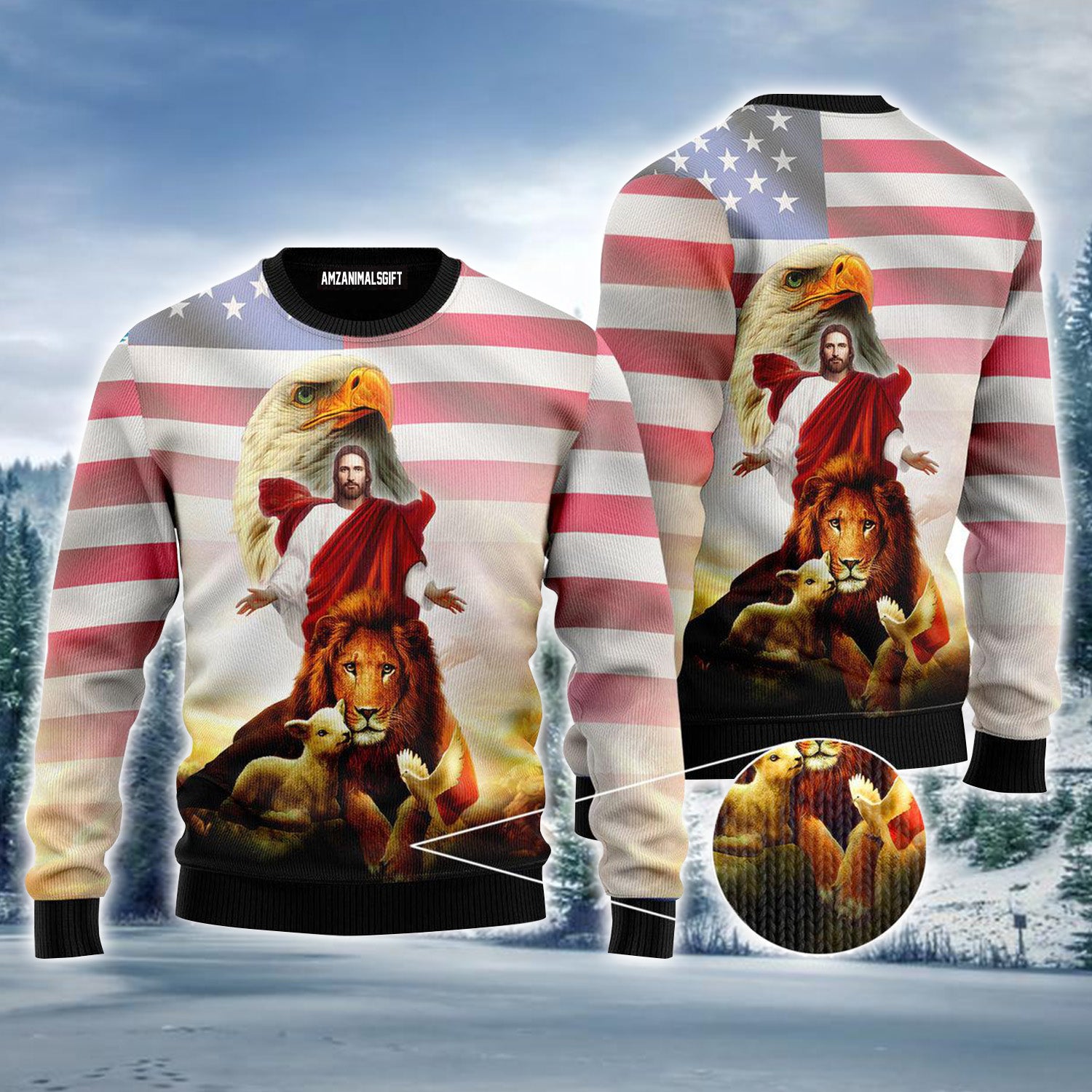 Jesus Lion Of Judah, Lamb Of God Christmas Sweater For Men & Women, Perfect Outfit For Christmas New Year Autumn Winter