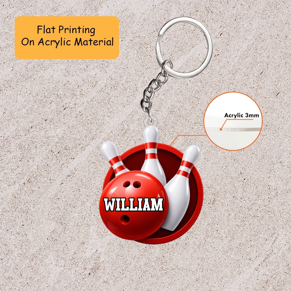 Personalized Bowling Ornament, Bowling Ball And Pins Christmas Keychain, Car Ornament, Christmas Ornament Gifts