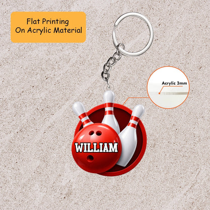 Personalized Bowling Ornament, Bowling Ball And Pins Christmas Keychain, Car Ornament, Christmas Ornament Gifts