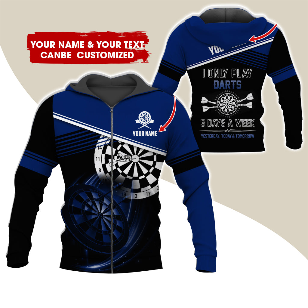 Customized Name & Text Darts Premium Zip Hoodie, Personalized I Only Play Darts Zip Hoodie For Men & Women - Gift For Darts Lovers, Darts Players
