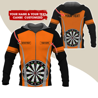 Customized Name, Text & Department Darts Premium Zip Hoodie, Personalized Darts Team Zip Hoodie For Men & Women - Gift For Darts Lovers, Darts Players